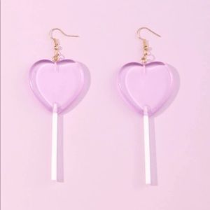 NWOT Purple Heart Lollipop Earrings